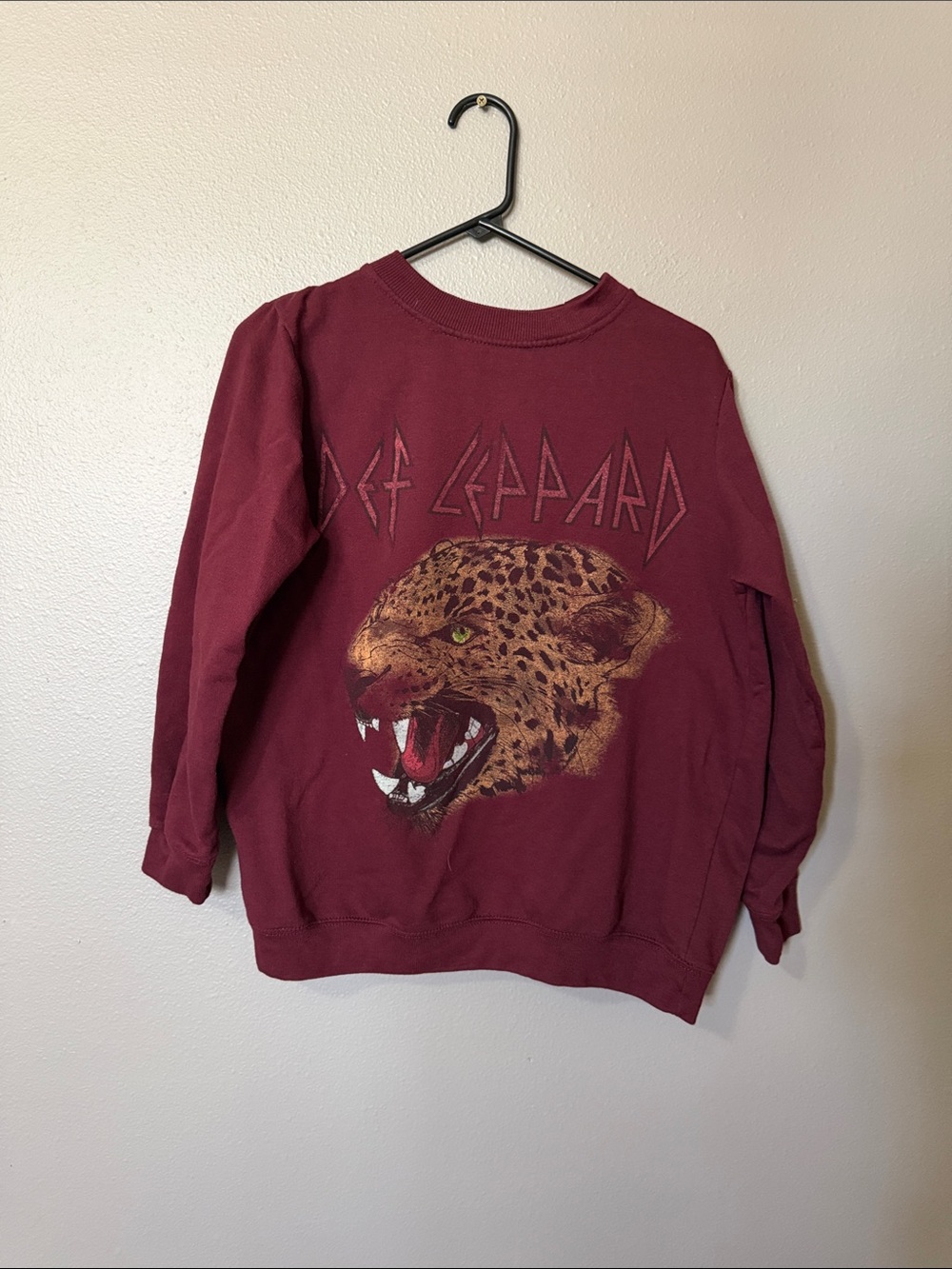 Def Leppard Maroon Crewneck Sweater for Women
